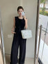 Round Neck Button Vest with Trousers Sets With Rope